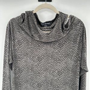 Norma Kamali Dark Snake Print Cold Shoulder Midi Dress‎ Size Small